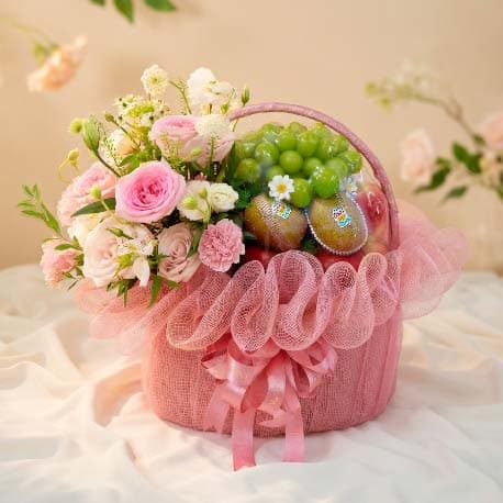 Giỏ Trái Cây Kèm Hoa Tươi YN77