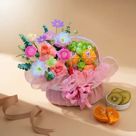 Giỏ Trái Cây Kèm Hoa Tươi TN4